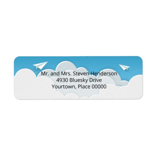 Paper Airplane in the Clouds Return Address Label