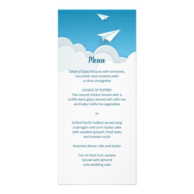 Paper Airplane in the Sky Going Away Menu (Front)