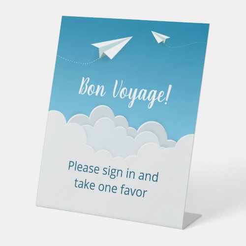 Paper Airplane in the Sky Going Away Party Pedestal Sign