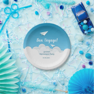 Paper Airplane in the Sky Going Away Party Plates