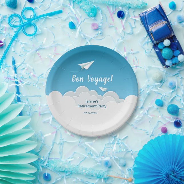 Paper Airplane in the Sky Going Away Party Plates (Party)