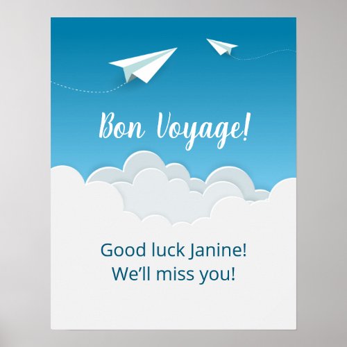 Paper Airplane in the Sky Going Away Party Poster