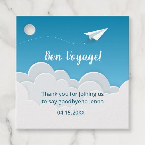 Paper Airplane in the Sky Going Away Thank You Favor Tags