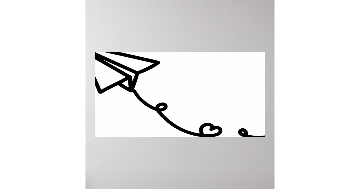 Paper airplane line art paper poster Zazzle