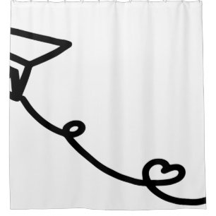 Paper airplane line art paper shower curtain