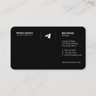 Paper Airplane Logo   Simple Black Business Card
