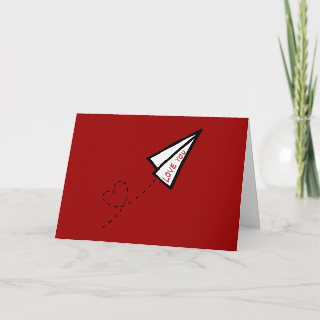 Paper Airplane Love Letter Card (Front)