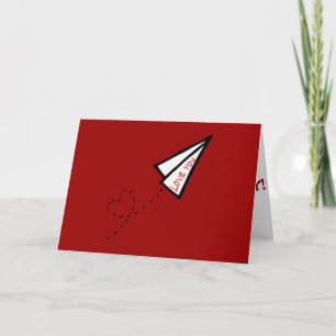 Paper Airplane Love Letter Valentine's Day Holiday Card