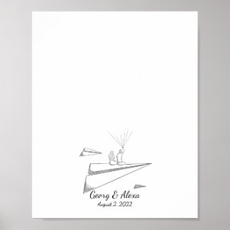 Paper Airplane Love Thumbprint Guest Book