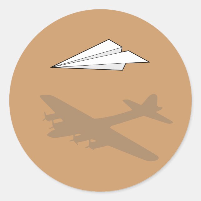 Paper Airplane Overactive Imagination Classic Round Sticker (Front)