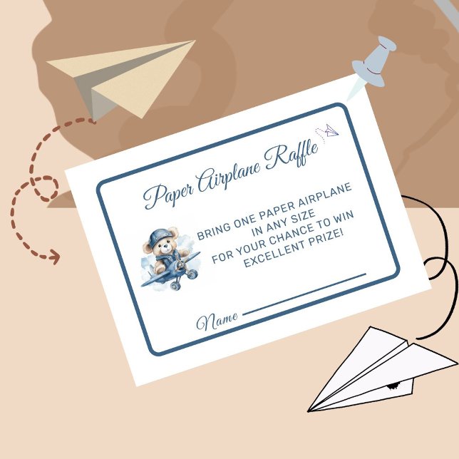 Paper Airplane Raffle Baby Shower Boy  Enclosure Card (Creator Uploaded)