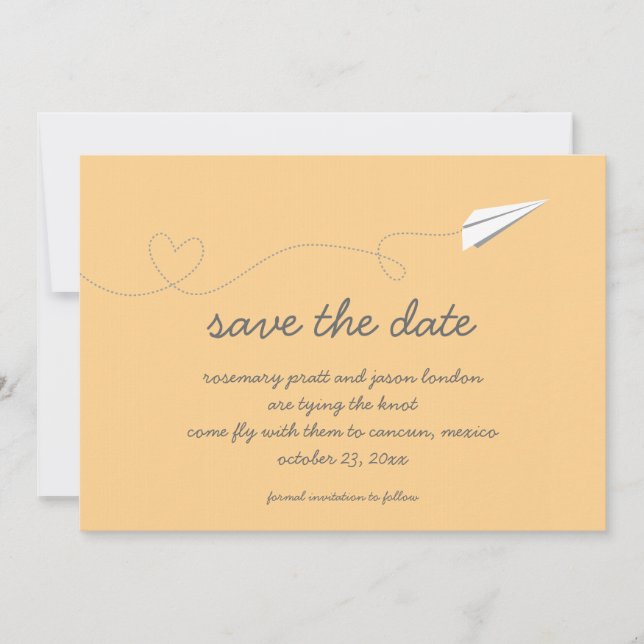 Paper Airplane Save the Date (Front)