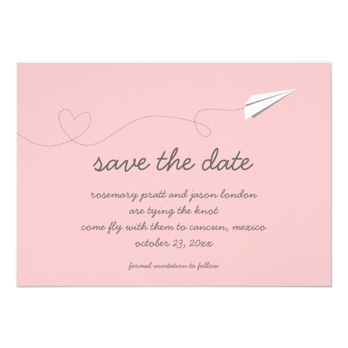 Paper Airplane Save the Date Announcement