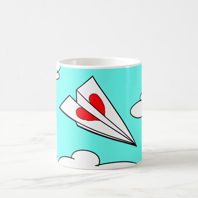 Paper Airplane with Heart Coffee Mug (Center)