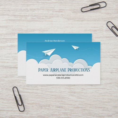 Paper Airplanes Above the Clouds Business Card