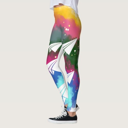 Paper airplanes and colored smoke baby bodysuit leggings