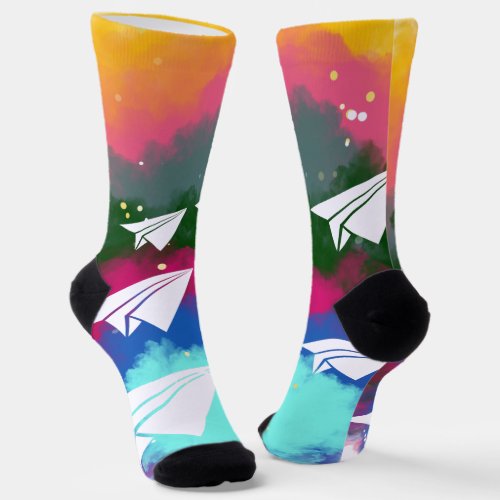 Paper airplanes and colored smoke T_Shirt Baby Bla Socks