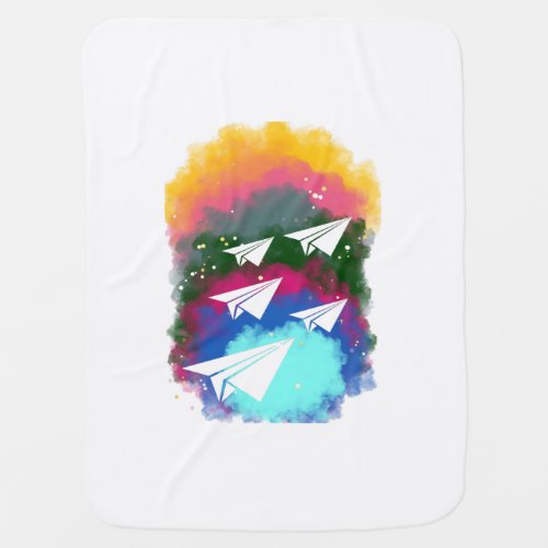 Paper airplanes and colored smoke T_Shirt Baby Blanket