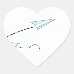 paper airplanes heart sticker