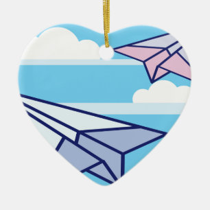 Paper Airplanes in the sky Ceramic Ornament
