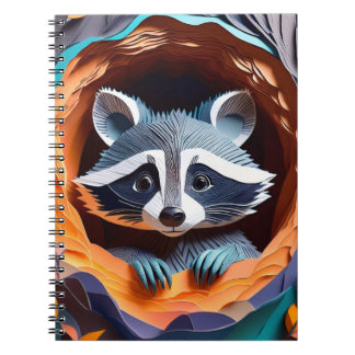 Paper Art Baby Raccoon In Tree 3D Notebook