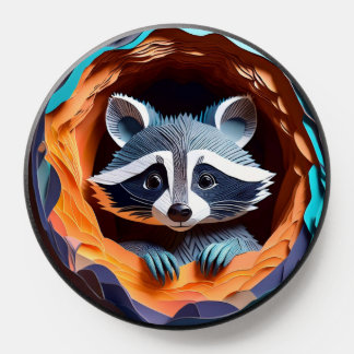Paper Art Baby Raccoon In Tree 3D PopSocket