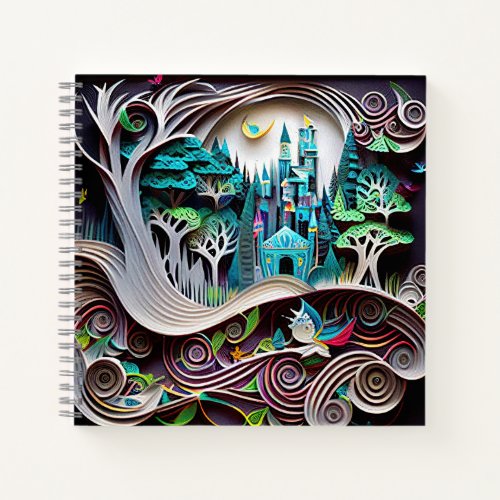 Paper Art Colorful Castle in the Forest Notebook