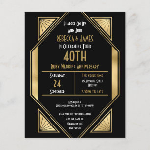 PAPER Art Deco Ruby 40th Anniversary Invite