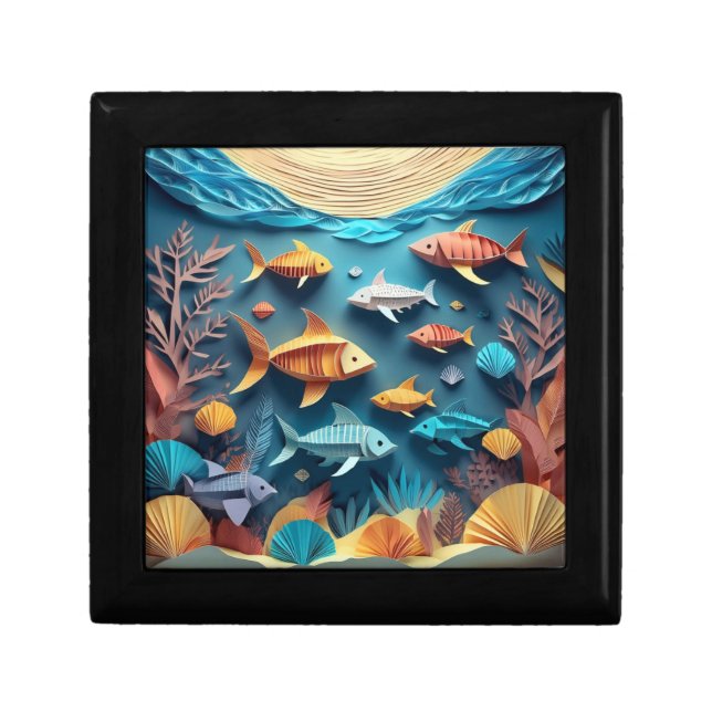 Paper Art Origami Sea Life Scene 3D Gift Box (Front)