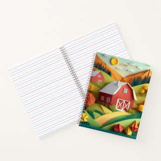 Paper Art Origami Style Farmhouse Scene Notebook
