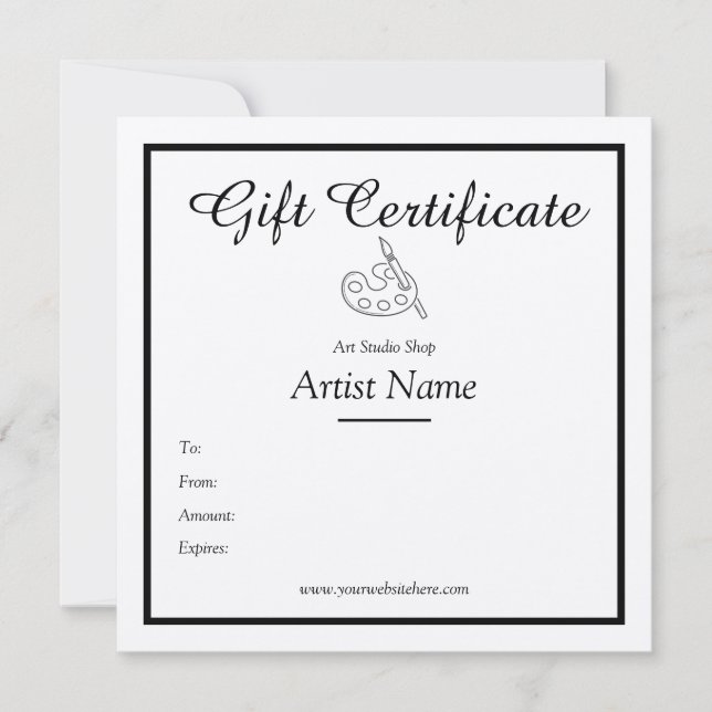 Paper Artist Studio Gift Certificate Template (Front)