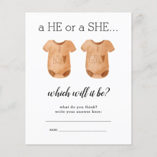 PAPER Baby Clothes He She Gender Reveal Guess