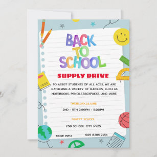 Paper Back to School Supply Drive Fundraiser Flyer Invitation