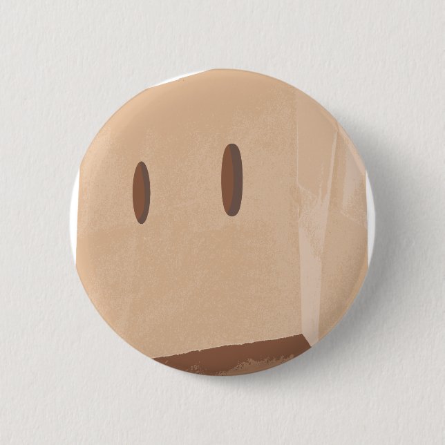 paper bag face mask pinback button (Front)