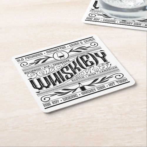 Paper Bar Coaster Whiskey  Whisky Square Paper Coaster