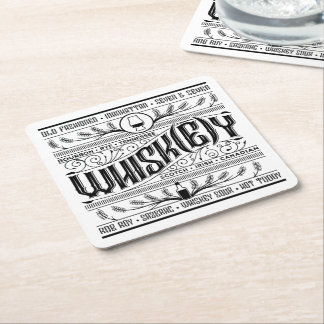 Paper Bar Coaster: Whiskey / Whisky Square Paper Coaster