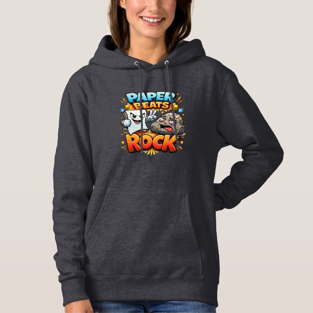 Paper beats rock, funny design  hoodie (Front)
