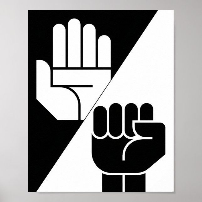 Paper Beats Rock – Minimalist Black & White art Poster (Front)