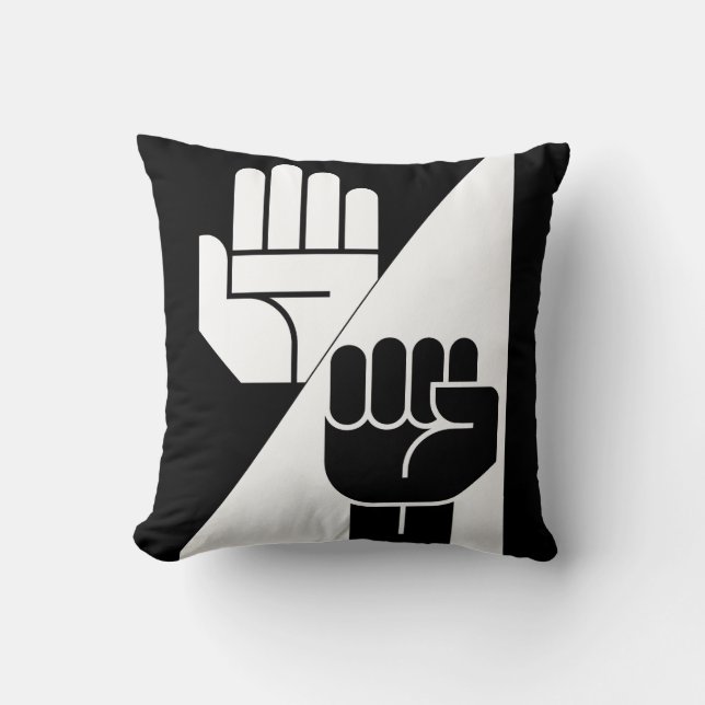 Paper Beats Rock – Minimalist Black & White art Throw Pillow (Front)