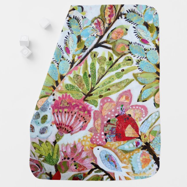 Paper Birds II Baby Blanket (In Situ)