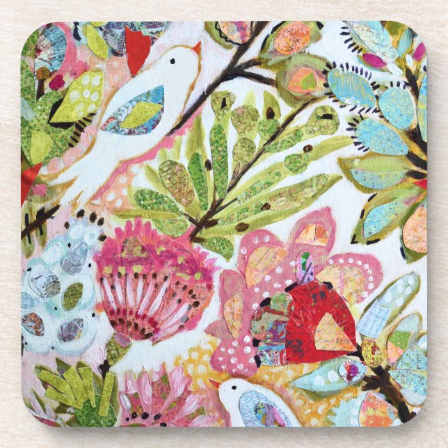 Paper Birds II Beverage Coaster (Front)