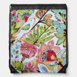 Paper Birds II Drawstring Bag