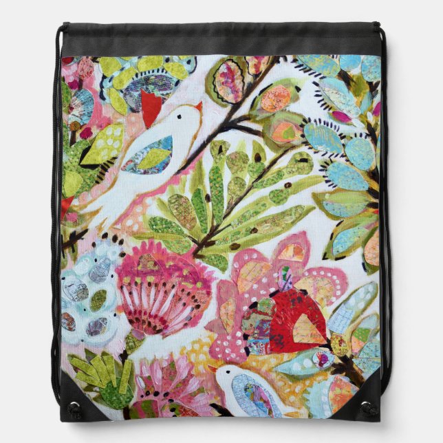 Paper Birds II Drawstring Bag (Front)