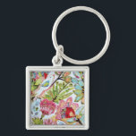 Paper Birds II Keychain<br><div class="desc">This sweet print features colorful paper birds | By Karen Fields</div>