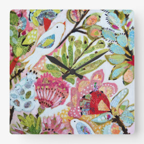 Paper Birds II Square Wall Clock