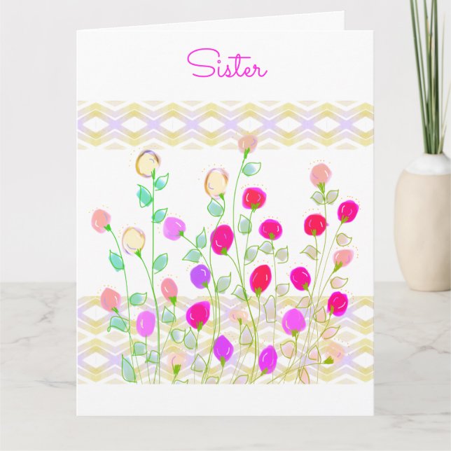 Paper Birthday Greetings For Sister Card (Front)