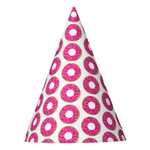 Paper Birthday party hats with pink donut print