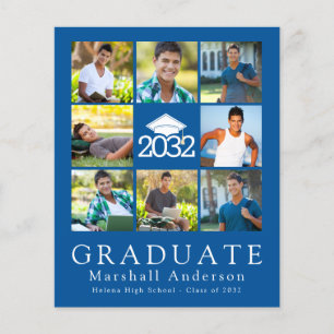 PAPER Blue Graduate Cap Tassel Photo Announcement