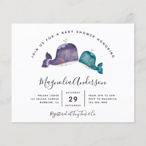 PAPER Blue Whale Oh Baby Shower Invitation
