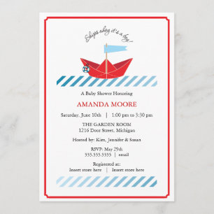 Paper Boat Baby Shower Invitation